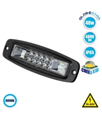 GloboStar® 85440 PRO Series Χωνευτός Προβολέας Εργασίας - Φώτα Ημέρας - Working Light - DRL για Αυτοκίνητα & Φορτηγά LED CREE XBD 48W 4800lm DC 10-30V Αδιάβροχο IP65 Ψυχρό Λευκό 6000K